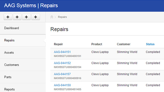 Repairs Management System for AAG Systems