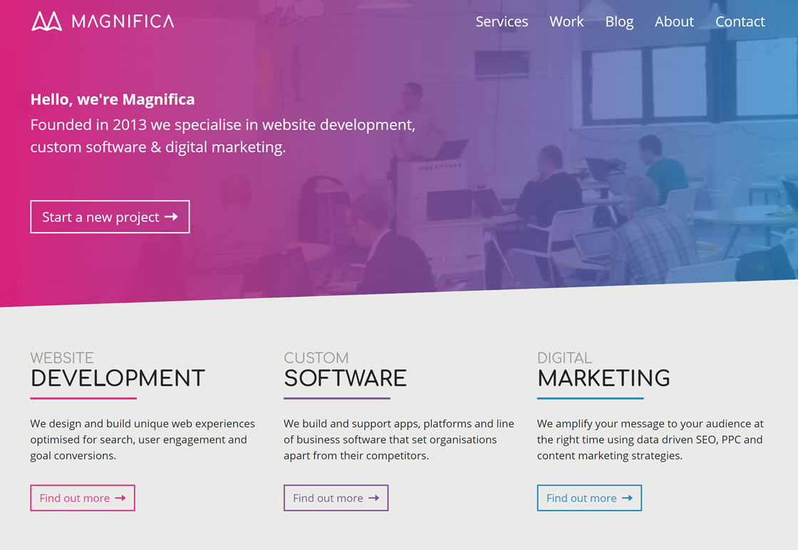 Magnifica website homepage